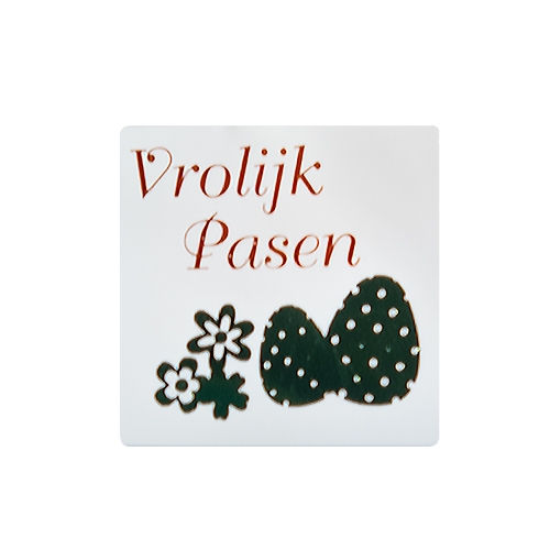 Label Vrolijk Pasen shiny white shiny green shiny orange 500pcs