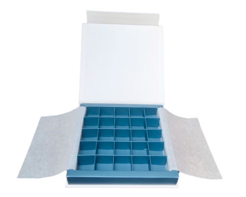 Flip flap box L188xW188xH29mm white sea blue