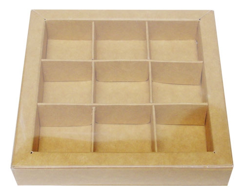 Windowbox 100x100x19mm 9 division kraft 