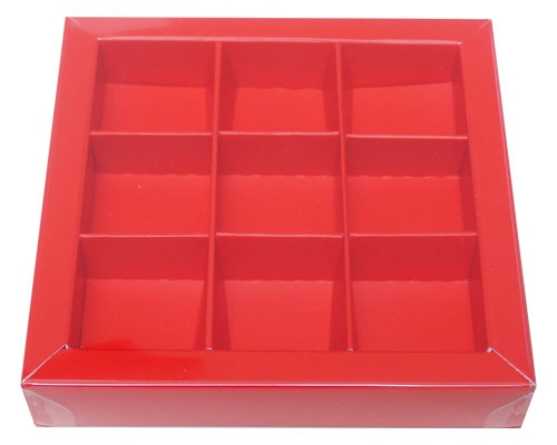 Windowbox 100x100x19mm 9 division strawberry 