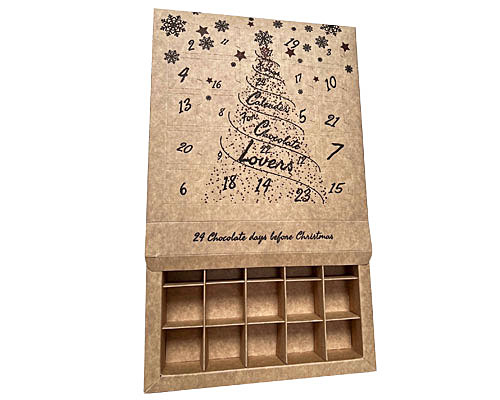 Adventscalender box  compartiment L35xW35xH30mm Kraft Kraft