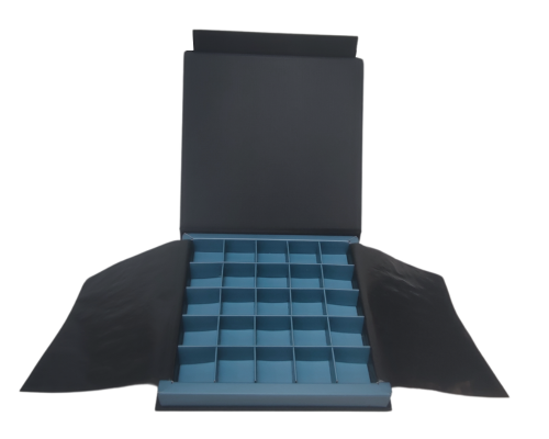 Flip flap box L166xW166xH19mm black sea blue