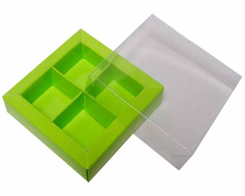 Windowbox 66x66x19mm 4 division vert pomme laque 
