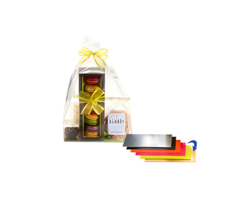 side gussetbag incl. gold carton 210x100x450mm- transparant