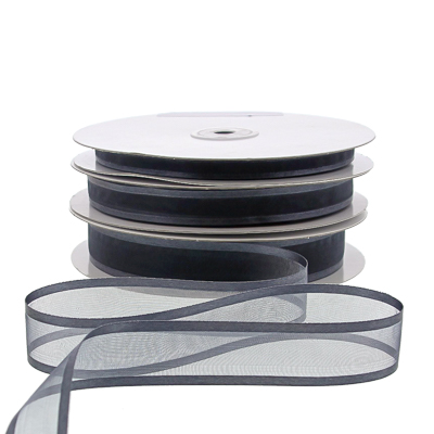 Organza satin edge M 10mm/50mtr anthracite