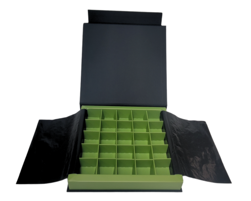 Flip flap box L188xW188xH29mm black kiwi green