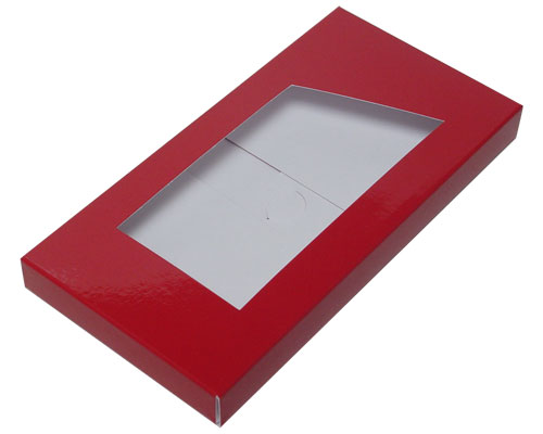 4-Flap Folding version Chocolate Bar Box with opening, brique laque