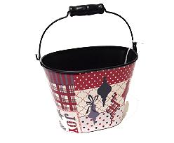 Joy oval basket metal redwhite black