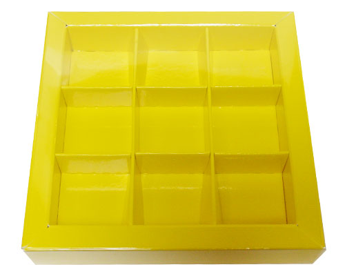 Windowbox 100x100x19mm 9 division jaune laqué 