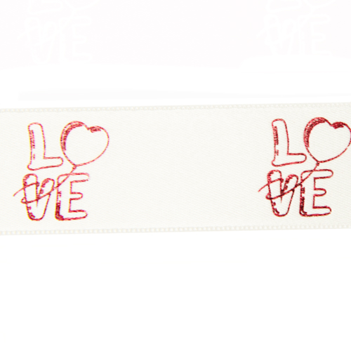 DoubleFaceSatin heart love White/Red