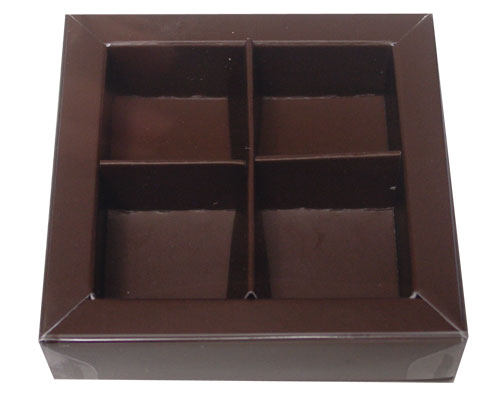 Windowbox 66x66x19mm 4 division brown