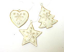 box hanger metal heart star tree, price per box of 18 pcs, ivorygold