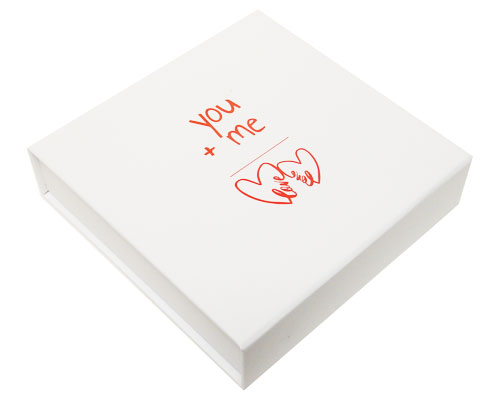 LuxBox magnet L140xW140xH30mm Double hearts white/red