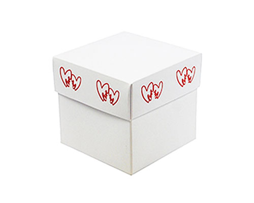 Cubebox Double Hearts 80x80x75mm white/red