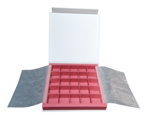 Flip flap box L166xW166xH19mm white antique pink