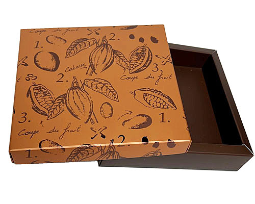 Box cacao, 120x120x30mm balibrown/ hazelnut top