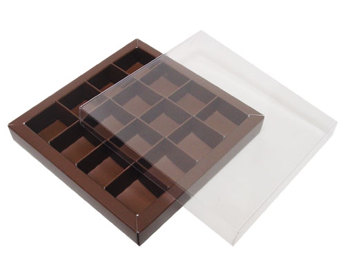 Windowbox 133x133x19mm 16 division brown 