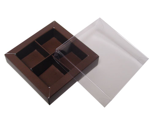Windowbox 66x66x19mm 4 division brown