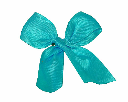 Bow ready made No 503 double face satin 25mm clipband 60mm turquoise