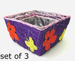 Flower Sisal Set of 3, violet multi