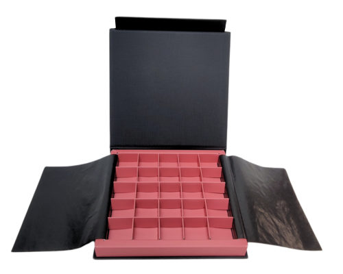 Flip flap box L166xW166xH19mm black antique pink