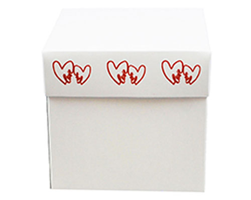 Cubebox Double Hearts 100x100x95mm white/red