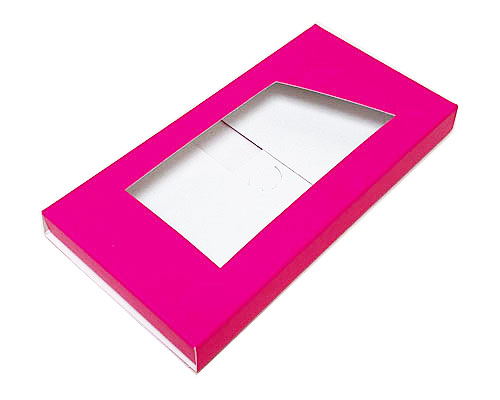 4-Flap Folding version Chocolate Bar Box with opening, fuchsia