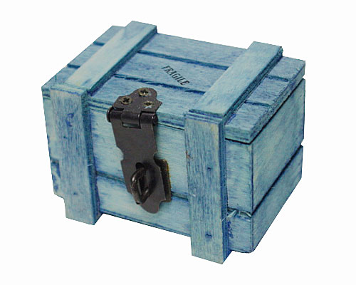 Crate wood , small, cyaan blue