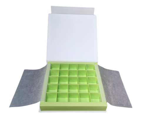 Flip flap box L188xW188xH29mm white pistache
