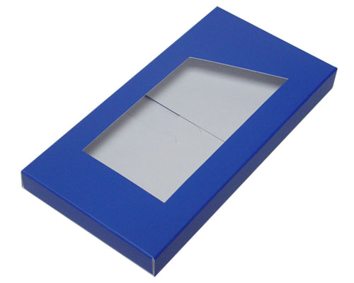 4-Flap Folding version Chocolate Bar Box with opening, ocean blue