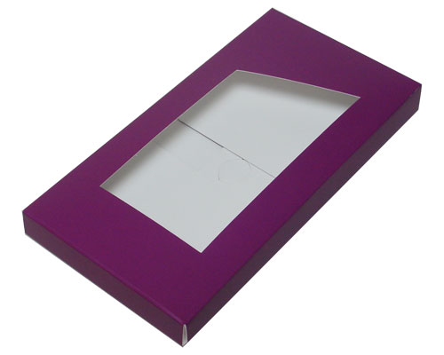 Glued version, Chocolate bar box with opening djerba purple