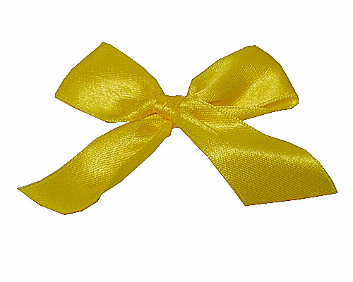Bow ready made No 007 double face satin 25mm clipband 60mm yellow