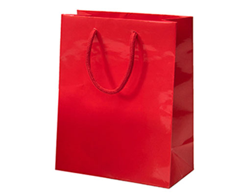 Paper bag luxe laminate L200xW100xH250mm red