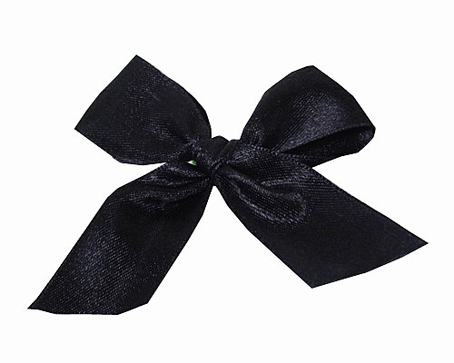 Bow ready made No 810 double face satin 25mm clipband 60mm black