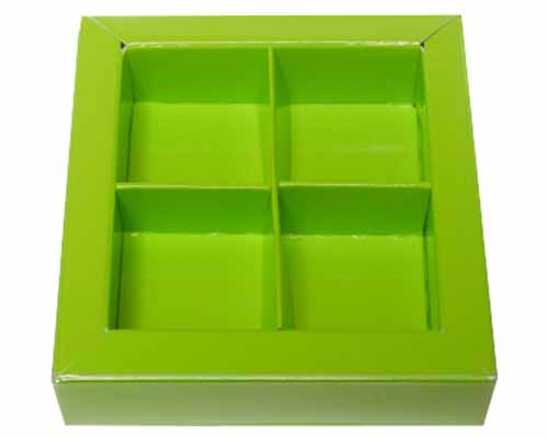 Windowbox 66x66x19mm 4 division vert pomme laque 