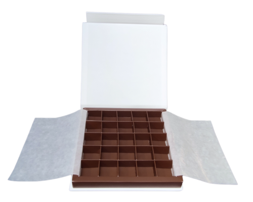 Flip flap box L166xW166xH19mm white brown