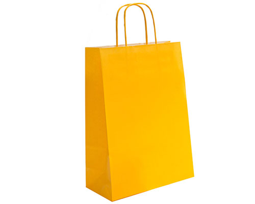 Paper bag curled handle L220xW100xH310mm yellow