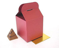 Cubebox handle small 75x75x75mm framboise with goldcarton