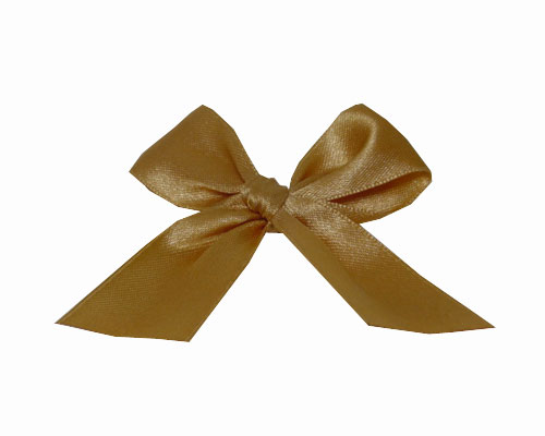 Bow ready made No 703 double face satin 25mm clipband 60mm gold