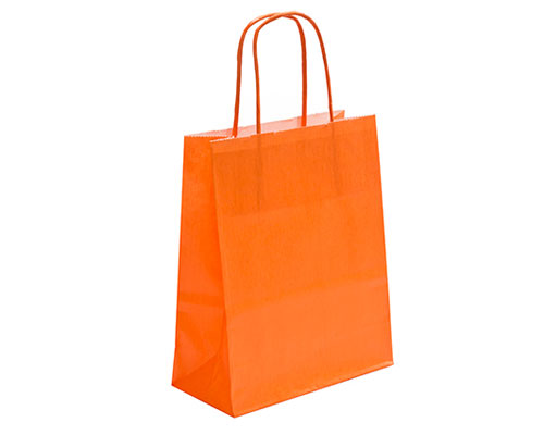 Paper bag curled handle L220xW100xH310mm orange