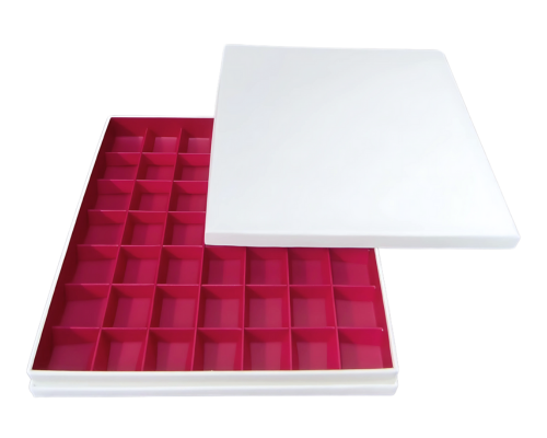 Portofino box L244xW244xH31mm + compartments white dahlia