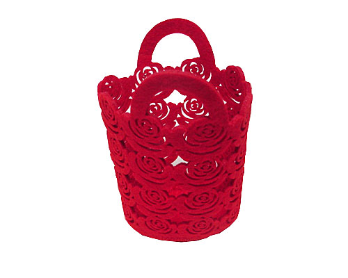 Felt flower roses basket red