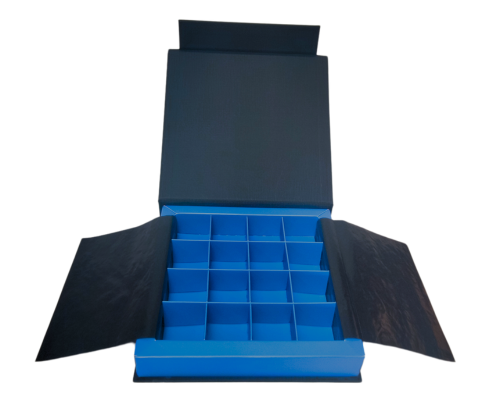 Flip flap box L151xW151xH29mm black ocean blue