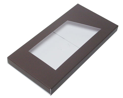 4-Flap Folding version Chocolate Bar Box with opening, taupe