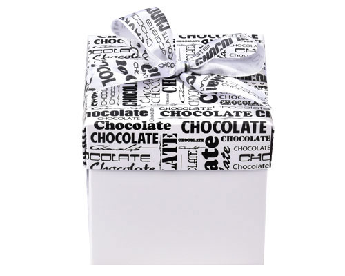 Cubebox 90x90x90mm chocolat white + printed lid white 