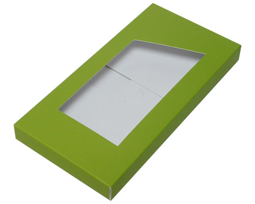 Glued version, Chocolate bar box with opening kiwi green
